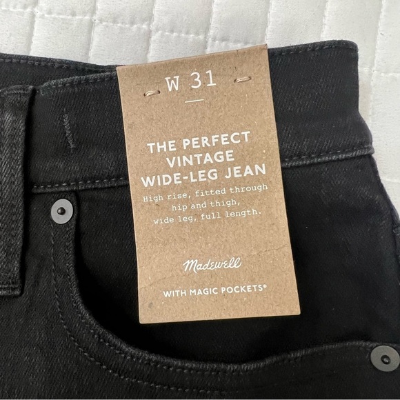 Madewell The Perfect Vintage Wide-Leg Jean in Black Rinse Wash Size 31 NWT - Picture 7 of 10